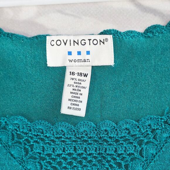 Covington Women's Silk/Nylon Tank Top Green Size 16-18W - Picture 3 of 8